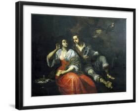 Lady and Knight-Domenico Fiasella-Framed Giclee Print