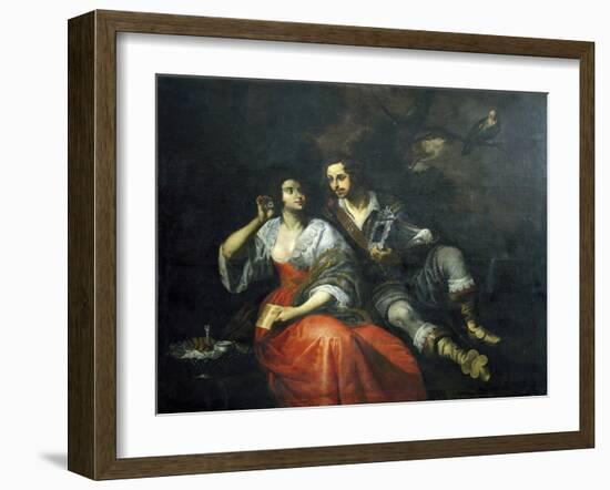 Lady and Knight-Domenico Fiasella-Framed Giclee Print