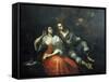 Lady and Knight-Domenico Fiasella-Framed Stretched Canvas