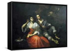 Lady and Knight-Domenico Fiasella-Framed Stretched Canvas