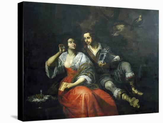 Lady and Knight-Domenico Fiasella-Stretched Canvas