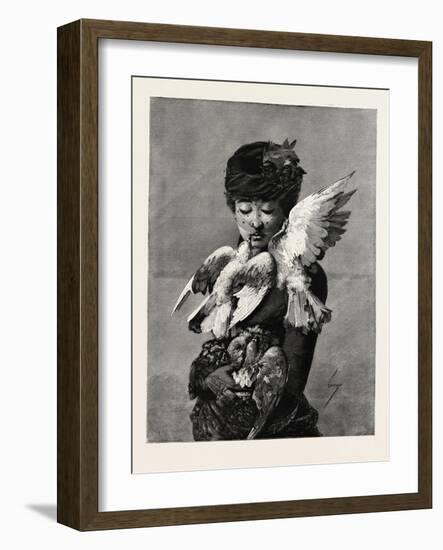 Lady and Pigeons, Fashion, 1882-null-Framed Giclee Print