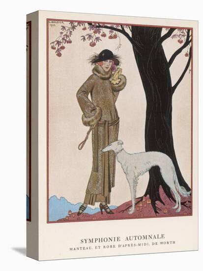 Lady and Saluki 1922-Georges Barbier-Stretched Canvas