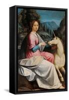 Lady and the Unicorn (probably Giulia Farnese)-Luca Longhi-Framed Stretched Canvas