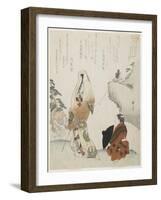 Lady and Young Prince, C. 1816-1819-Teisai Hokuba-Framed Giclee Print