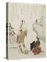 Lady and Young Prince, C. 1816-1819-Teisai Hokuba-Stretched Canvas