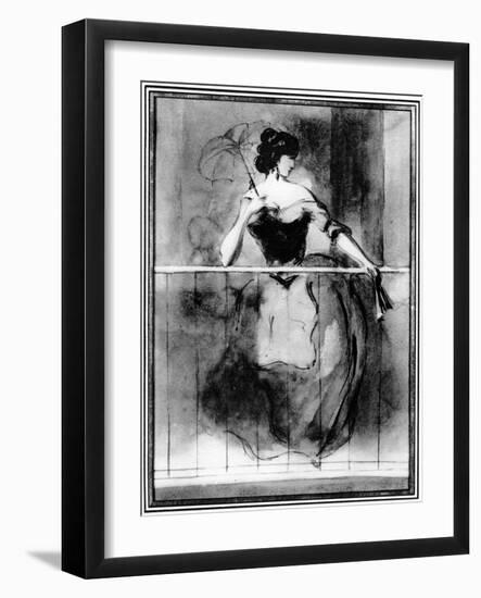 Lady at a Balcony, 19th Century-Constantin Guys-Framed Giclee Print