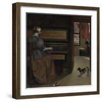 Lady at a Virginal, Ca 1665-Gabriel Metsu-Framed Giclee Print