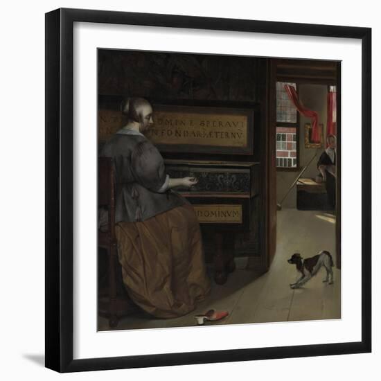 Lady at a Virginal, Ca 1665-Gabriel Metsu-Framed Giclee Print