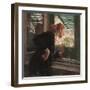 Lady at a Window, (Oil on Canvas)-Vicenzo Irolli-Framed Giclee Print