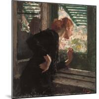 Lady at a Window, (Oil on Canvas)-Vicenzo Irolli-Mounted Giclee Print