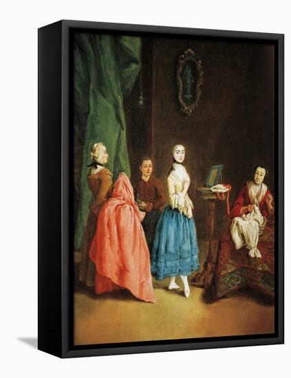 Lady at Dressmaker's-Pietro Longhi-Framed Stretched Canvas