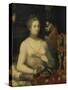 Lady at the Dressing Table Mirror-Schule von Fontainebleau-Stretched Canvas