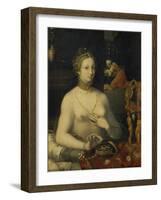 Lady at the Dressing Table Mirror-Schule von Fontainebleau-Framed Giclee Print