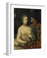 Lady at the Dressing Table Mirror-Schule von Fontainebleau-Framed Giclee Print