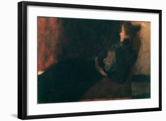 Lady at the Fireplace-Gustav Klimt-Framed Giclee Print