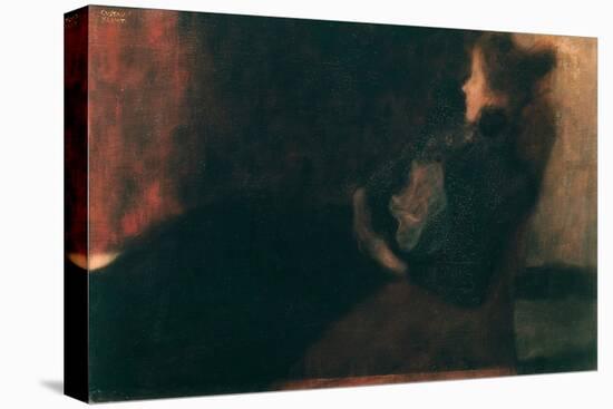Lady at the Fireplace-Gustav Klimt-Stretched Canvas