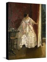 Lady at the Window, Feeding Birds, 1850-Alfred Stevens-Stretched Canvas