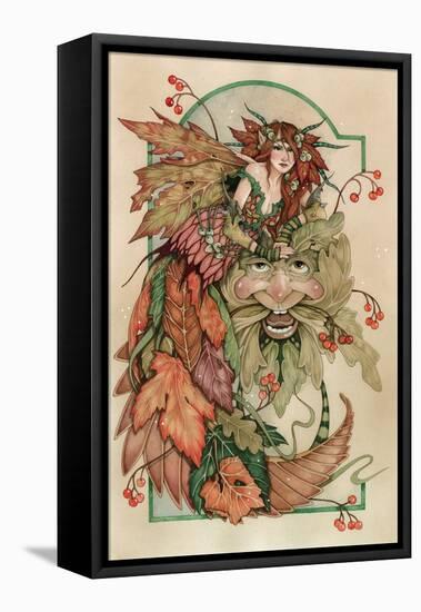 Lady Autumn and the Green Man-Linda Ravenscroft-Framed Stretched Canvas