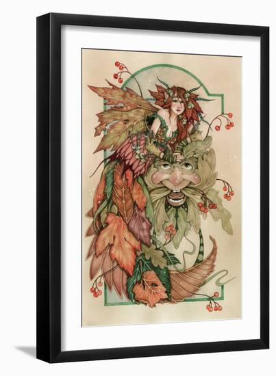 Lady Autumn and the Green Man-Linda Ravenscroft-Framed Giclee Print