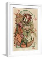 Lady Autumn and the Green Man-Linda Ravenscroft-Framed Giclee Print