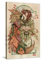 Lady Autumn and the Green Man-Linda Ravenscroft-Stretched Canvas