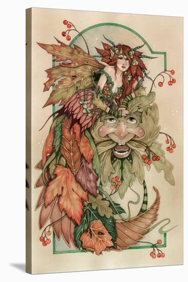 Lady Autumn and the Green Man-Linda Ravenscroft-Stretched Canvas