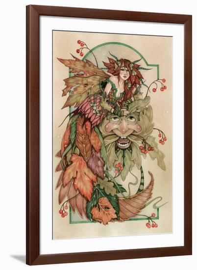 Lady Autumn and the Green Man-Linda Ravenscroft-Framed Giclee Print