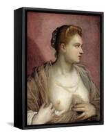 Lady Baring her Breast, 16th century-Domenico Tintoretto-Framed Stretched Canvas