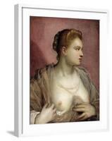 Lady Baring her Breast, 16th century-Domenico Tintoretto-Framed Giclee Print