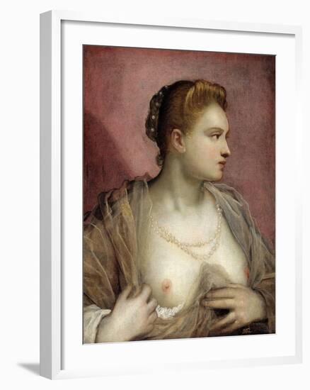 Lady Baring her Breast, 16th century-Domenico Tintoretto-Framed Giclee Print