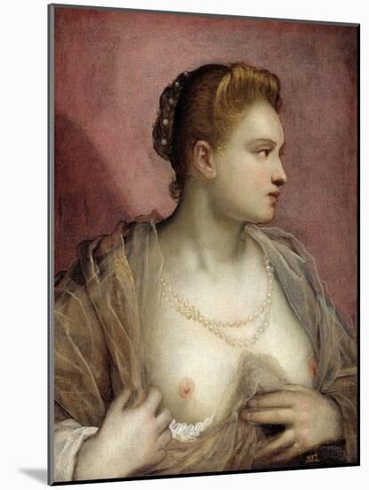 Lady Baring her Breast, 16th century-Domenico Tintoretto-Mounted Giclee Print