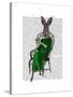 Lady Bella Rabbit Taking Tea-Fab Funky-Stretched Canvas