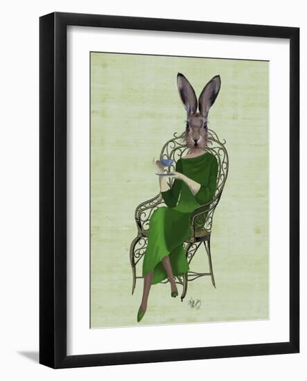 Lady Bella Rabbit Taking Tea-Fab Funky-Framed Art Print