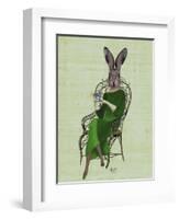 Lady Bella Rabbit Taking Tea-Fab Funky-Framed Art Print