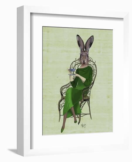 Lady Bella Rabbit Taking Tea-Fab Funky-Framed Art Print