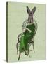 Lady Bella Rabbit Taking Tea-Fab Funky-Stretched Canvas