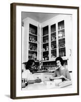 Lady Bird Johnson, in the Kitchen with Her African American Cook, Zephyr Wright-null-Framed Photo