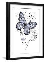 Lady Butterfly Blue-Martina Pavlova-Framed Art Print