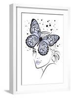 Lady Butterfly Blue-Martina Pavlova-Framed Art Print