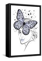 Lady Butterfly Blue-Martina Pavlova-Framed Stretched Canvas