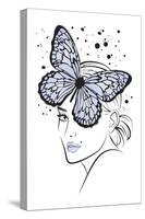 Lady Butterfly Blue-Martina Pavlova-Stretched Canvas