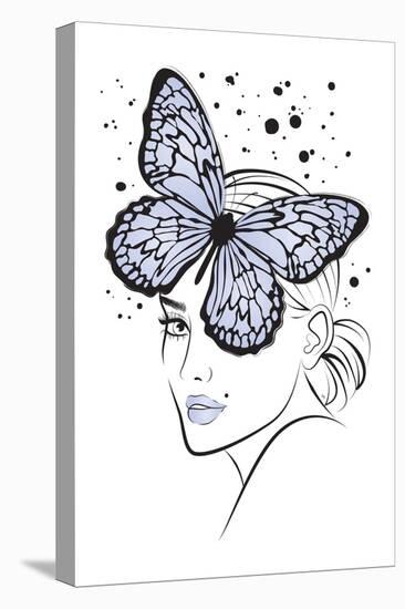 Lady Butterfly Blue-Martina Pavlova-Stretched Canvas