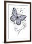 Lady Butterfly Blue-Martina Pavlova-Framed Art Print