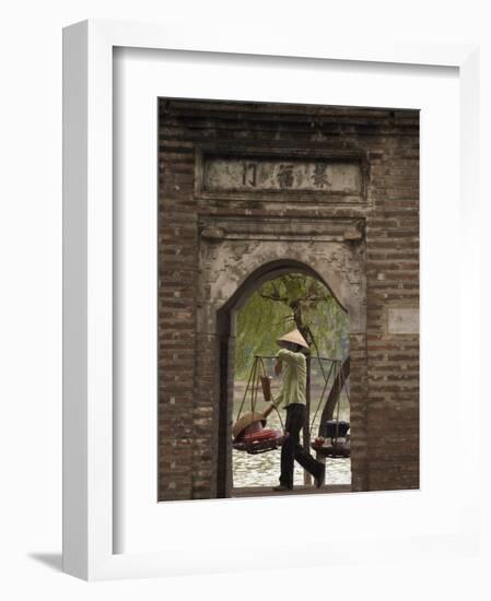 Lady Carrying Baskets, Hoan Kiem Lake, Hanoi, Northern Vietnam, Southeast Asia-Christian Kober-Framed Photographic Print