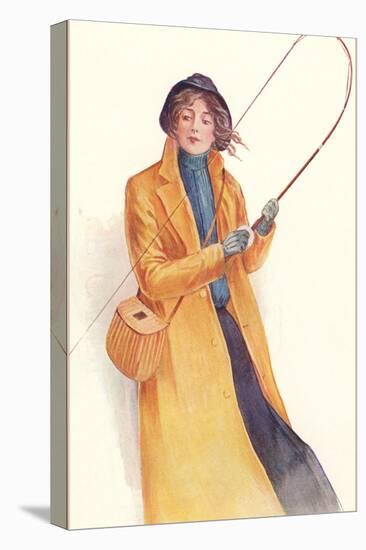 Lady Casually Fly Fishing-null-Stretched Canvas