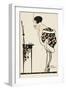 Lady Checks Her Appearance in a Dressing Table Mirror-null-Framed Art Print