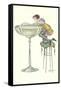 Lady Climbing into Champagne Glass-null-Framed Stretched Canvas