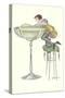 Lady Climbing into Champagne Glass-null-Stretched Canvas