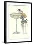 Lady Climbing into Champagne Glass-null-Framed Art Print